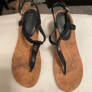 Ralph Lauren navy blue wedge shoe